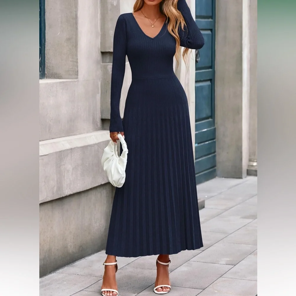 PRETTYGARDEN Pleated Sweater Dress, NWT - Picture 3 of 8